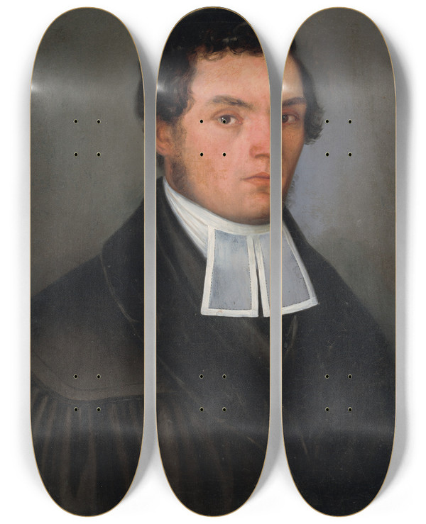 Triptych art skateboard deck of Peter Michal Boh Portrait Of Jn Droppa by Peter Michal Bohun (1822-1879)