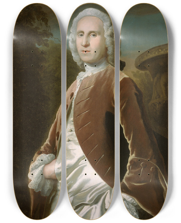 Triptych art skateboard deck of Joseph Highmore Freeman Flower by Joseph Highmore (1692-1780)