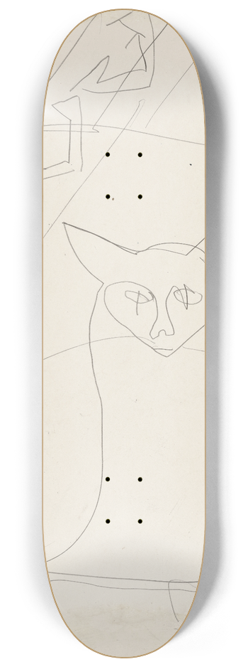 Ernst Ludwig Kirchner - Sketch of a lying cat 8.25 inch art skate deck