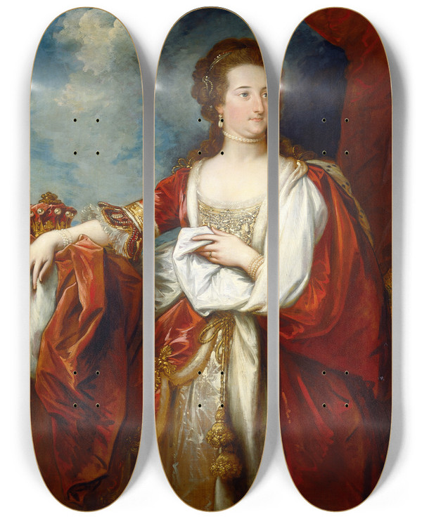 Triptych art skateboard deck of Benjamin West Elizabethcountess Of Effingham by Benjamin West (1738-1820)
