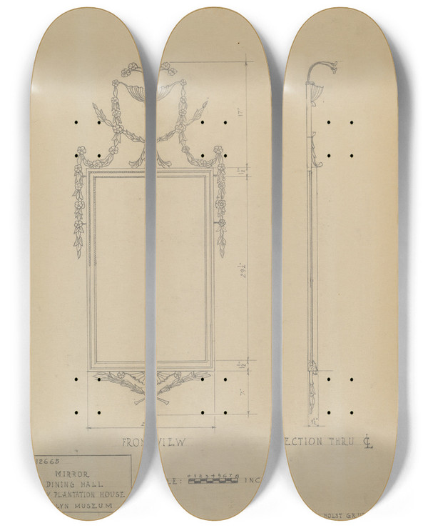 Triptych art skateboard deck of B Holstgrubbe Mirror by B. Holst-Grubbe
