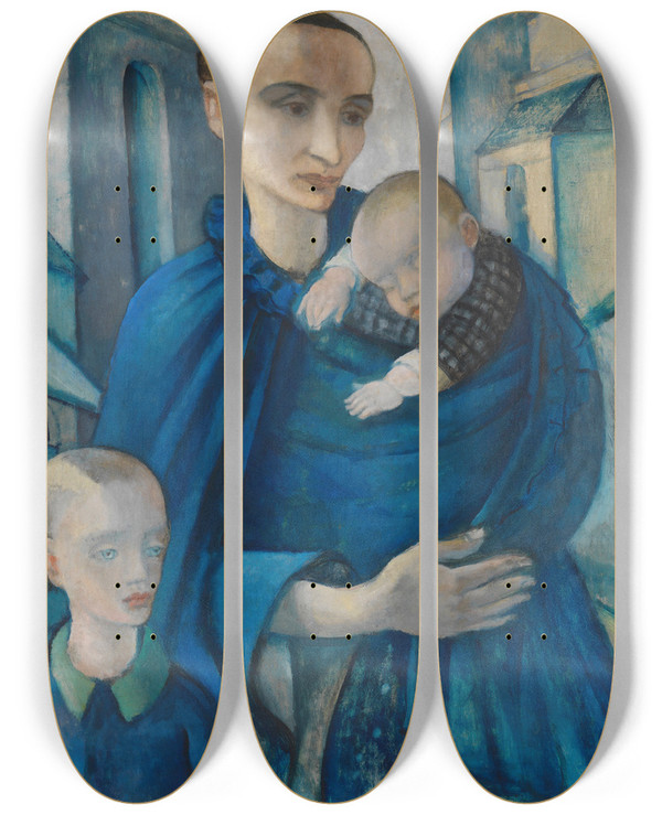 Triptych art skateboard deck of Anita Re Blaue Frau by Anita Ree (1885-1933)