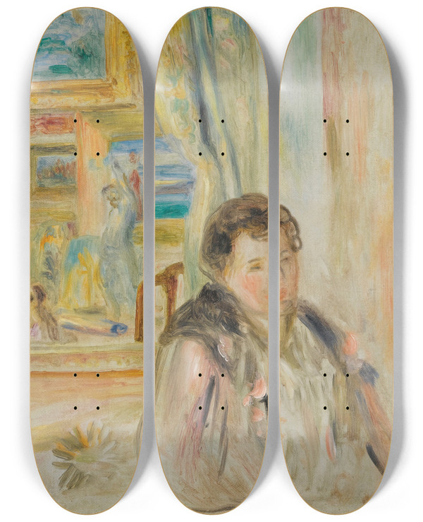 Triptych art skateboard deck of Pierreauguste Renoir Femme Dans Un Intrieur by Pierre-Auguste Renoir (1841-1919)