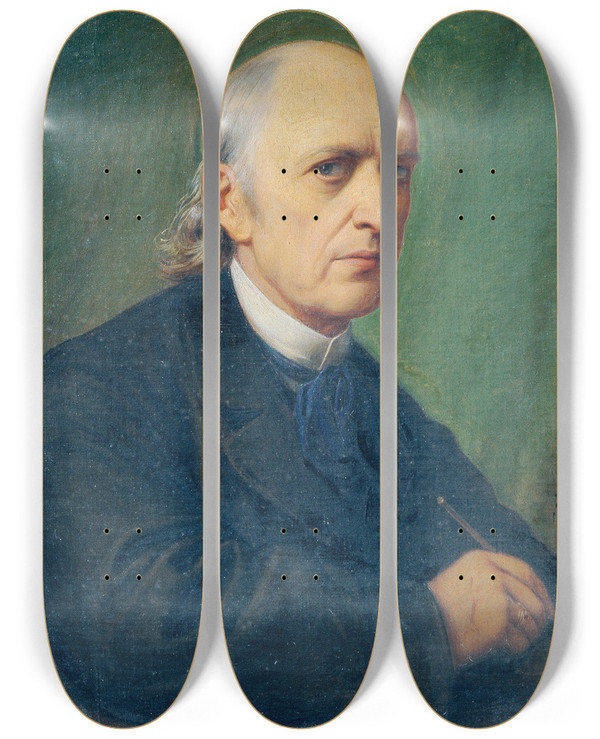 Triptych art skateboard deck of Eduard Von Steinle Selbstbildnis by Eduard Von Steinle (1810-1886)