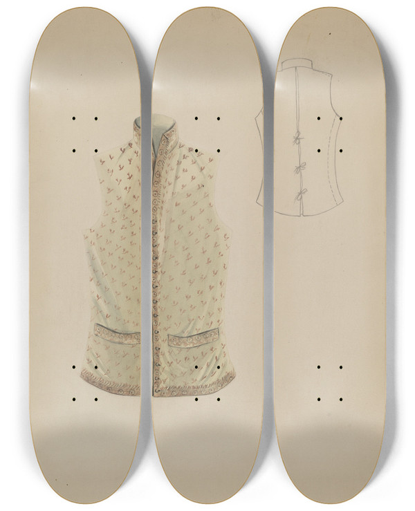 Triptych art skateboard deck of Bessie Forman Waistcoat_3 by Bessie Forman
