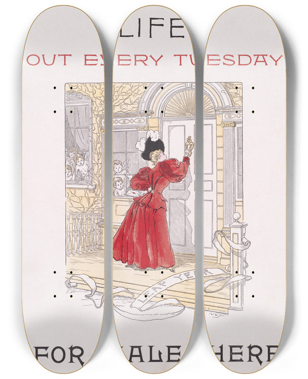 Triptych art skateboard deck of A D Blashfield Life Out Every Tuesday by A D Blashfield (19-20-)