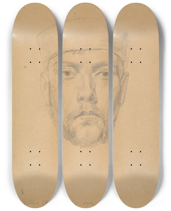 Triptych art skateboard deck of Stanisaw Wyspiaski Autoportret by Stanislaw Wyspianski (1869-1907)