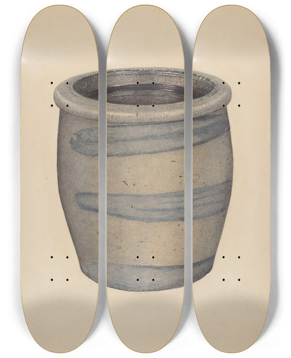 Triptych art skateboard deck of Paul Poffinbarger Crock by Paul Poffinbarger