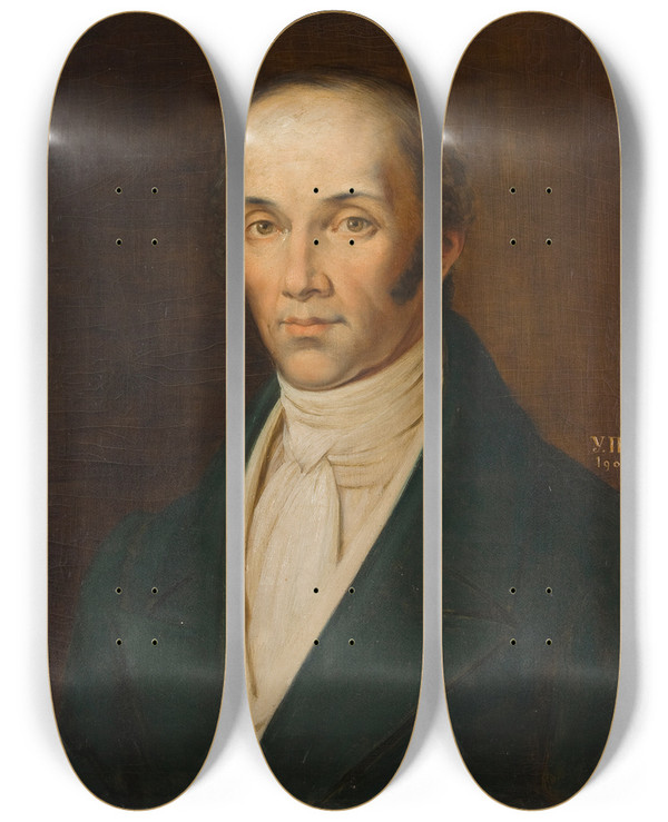 Triptych art skateboard deck of Uro Predi Georgije Magaraevi by Uros Predic (1857-1953)