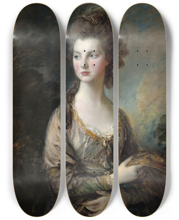 Triptych art skateboard deck of Thomas Gainsborough The Hon Mrs Thomas Graham by Thomas Gainsborough (1727-1788)