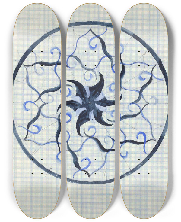 Triptych art skateboard deck of Carel Adolph Lion Cachet Ontwerp Voor Een Bord by Carel Adolph Lion Cachet (1864-1945)