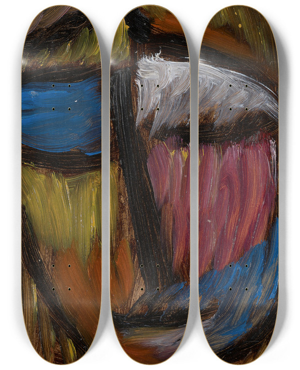 Triptych art skateboard deck of Alexej Von Jawlensky Meditation N 30 by Alexej Von Jawlensky (1864-1941)