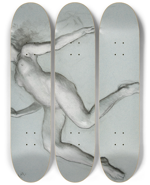 Triptych art skateboard deck of Edwin Austin Abbey Study For Figure Of 11 Am For The Hours Ceiling At The State Capitol Building In Harrisburgpennsylvania by Edwin Austin Abbey (1852-1911)