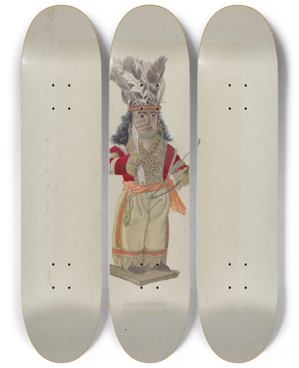 Triptych art skateboard deck of Jacob Gielens Doll_1 by Jacob Gielens