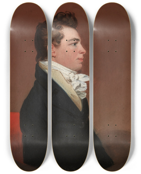 Triptych art skateboard deck of Jacob Eichholtz Portrait Of A Man by Jacob Eichholtz (1776-1842)