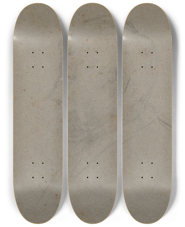 Triptych art skateboard deck of Paul Gauguin Profile Bust Of A Man Verso by Paul Gauguin (1848-1903)