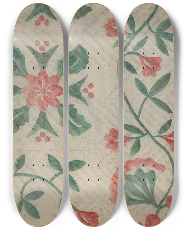 Triptych art skateboard deck of Katherine Hastings Quilt_6 by Katherine Hastings