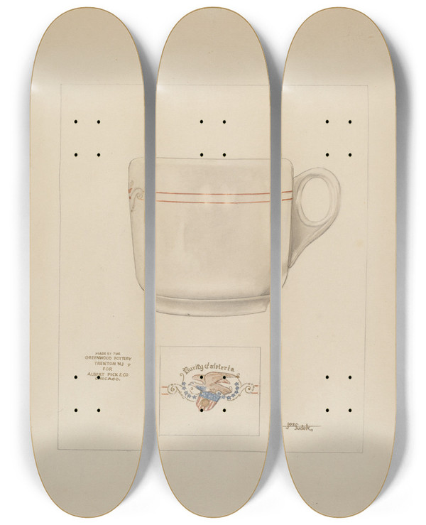 Triptych art skateboard deck of Joseph Sudek Cup_2 by Joseph Sudek