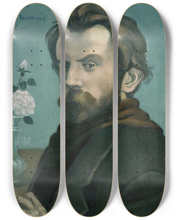 Triptych art skateboard deck of Emile Bernard Selfportrait by Emile Bernard (1868-1941)