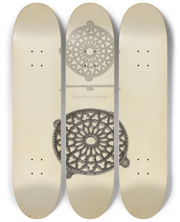 Triptych art skateboard deck of Helen Hobart Trivet_1 by Helen Hobart