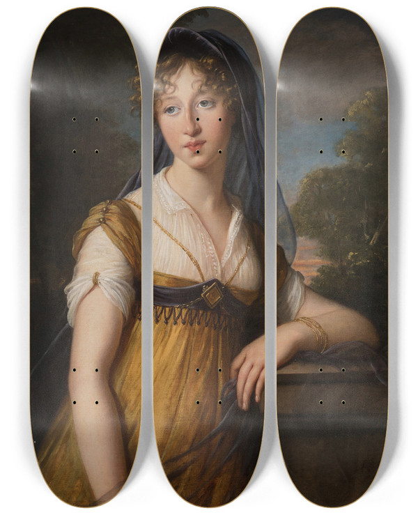 Triptych art skateboard deck of Elisabeth Louise Vige Le Brun Portrait Of A Woman by Elisabeth Louise Vigee Le Brun (1755-1842)