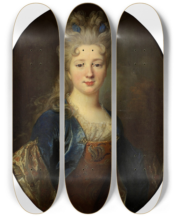 Triptych art skateboard deck of Nicolas De Largillire Female Portrait by Nicolas de Largillire (1656-1746)