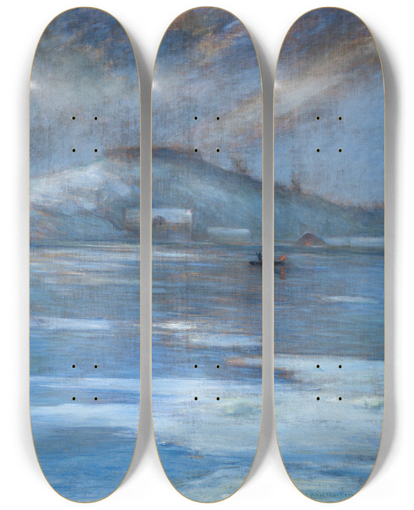 Triptych art skateboard deck of Karl Nordstrm Stockholm by Karl Nordstrom (1855-1923)