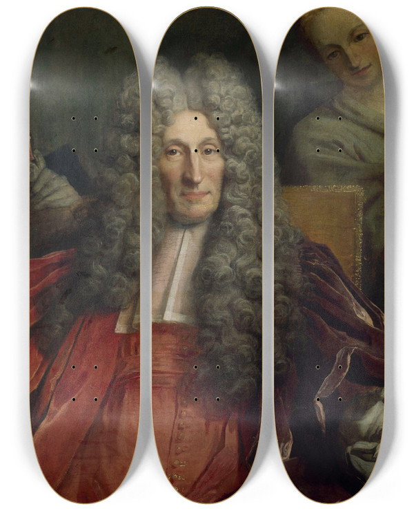 Triptych art skateboard deck of Nicolas De Largillire Portrait De Charles Boucher Dorsay Prvt Des Marchands De 1700 1708 by Nicolas de Largillire (1656-1746)