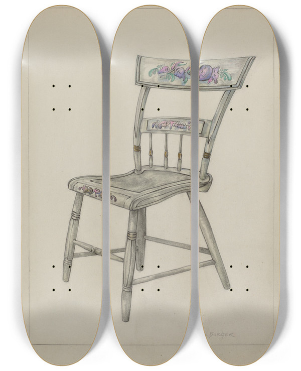 Triptych art skateboard deck of Rosa Burger Pa German Chair_1 by Rosa Burger