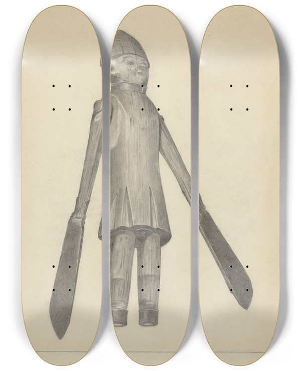 Triptych art skateboard deck of Joseph Stonefield Whirligig by Joseph Stonefield