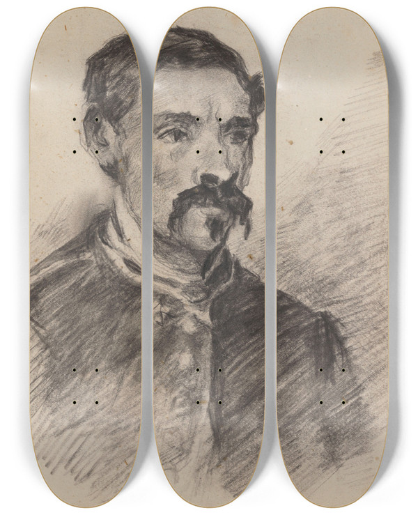 Triptych art skateboard deck of James Ensor Portrait Of A Man_5 by James Ensor (1860-1949)