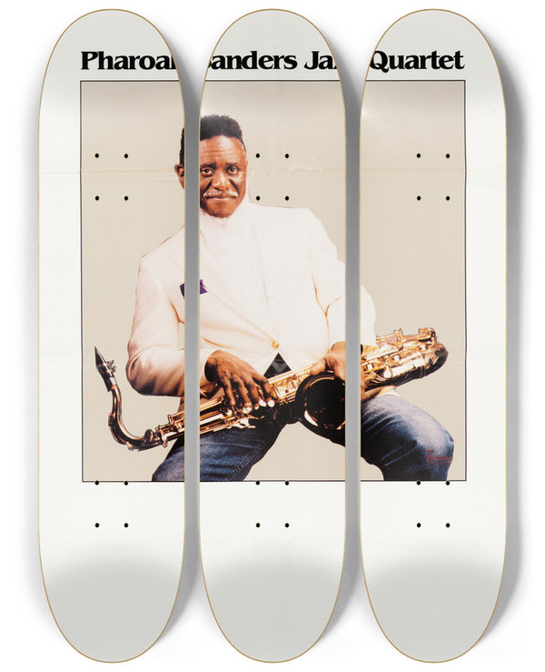 Triptych art skateboard deck of Us Information Agency Pharoah Sanders Jazz Quartet by U S Information Agency (1953-1999)