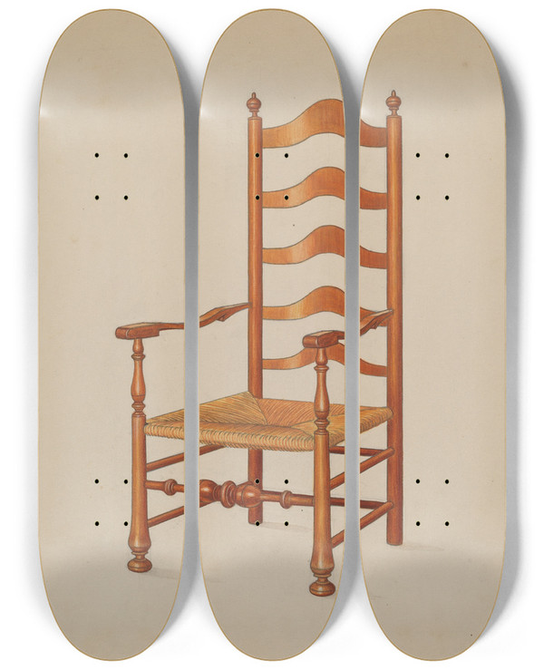 Triptych art skateboard deck of Frank Wenger Armchair_3 by Frank Wenger (20-)