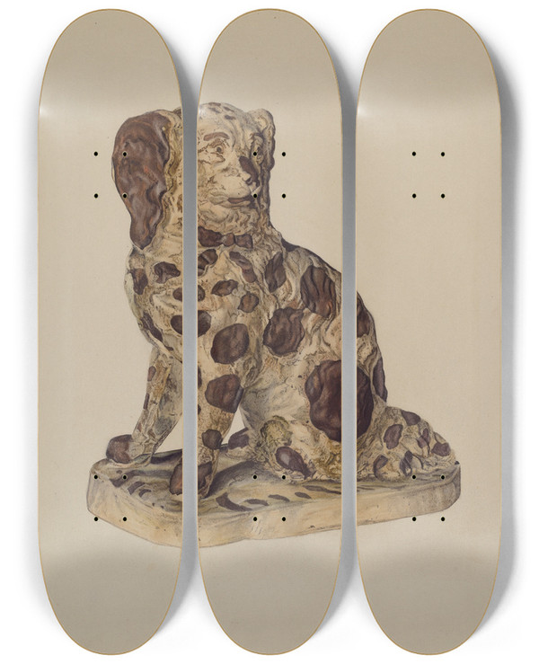 Triptych art skateboard deck of George Yanosko Ceramic Coach Dog by George Yanosko