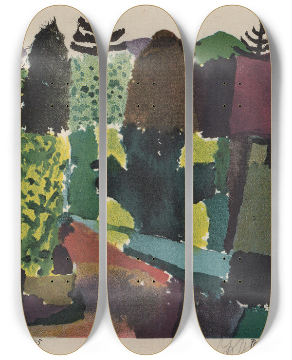 Triptych art skateboard deck of Paul Klee Park by Paul Klee (1879-1940)