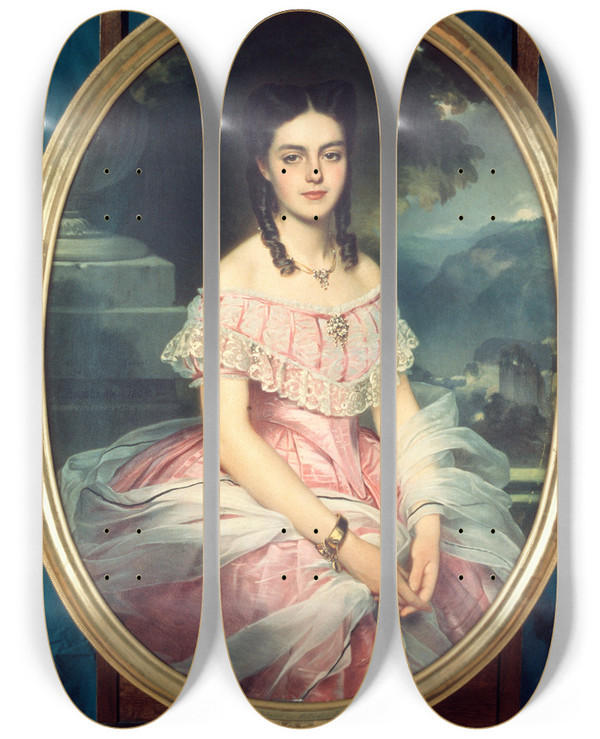 Triptych art skateboard deck of Charles Edouard Boutibonne Wilhelmina Von Hallwyl 18441930 by Charles Edouard Boutibonne (1816-1897)