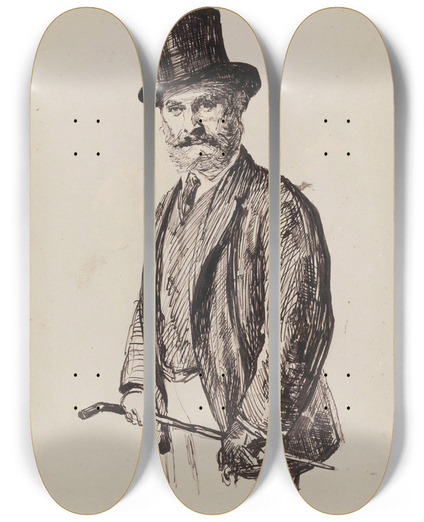 Triptych art skateboard deck of James Ensor The Painter Edouard Manet by James Ensor (1860-1949)