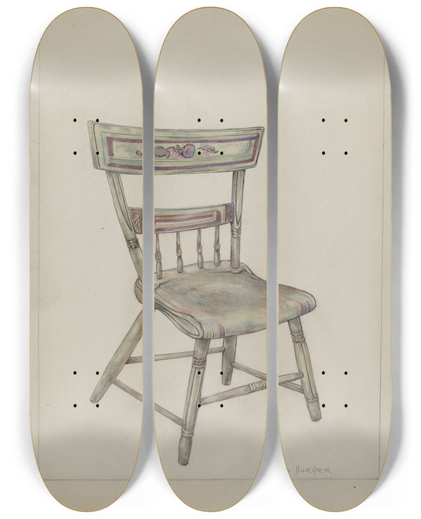Triptych art skateboard deck of Rosa Burger Pa German Chair_2 by Rosa Burger