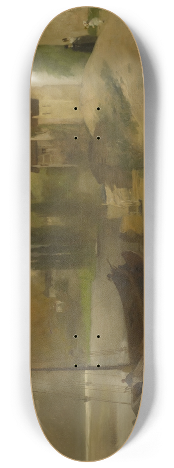 Ernst Schiess - Landscape at the Main River 8.25 inch art skate deck