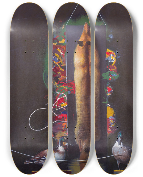 Triptych art skateboard deck of Tiit Psuke Exposition by Tiit Paasuke (1941)