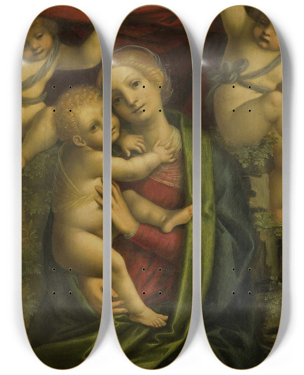 Triptych art skateboard deck of Workshop Of Gaudenzio Ferrari Madonna And Child by Workshop Of Gaudenzio Ferrari (1471-1546)