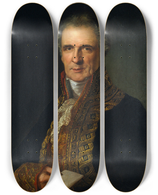 Triptych art skateboard deck of Bernat Lpez Piquer Portrait Of Jos Mara Dez De Aznar by Bernat Lopez Piquer (1801-1874)