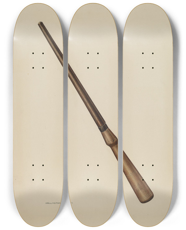 Triptych art skateboard deck of Wellington Blewett Curling Iron by Wellington Blewett (20-)