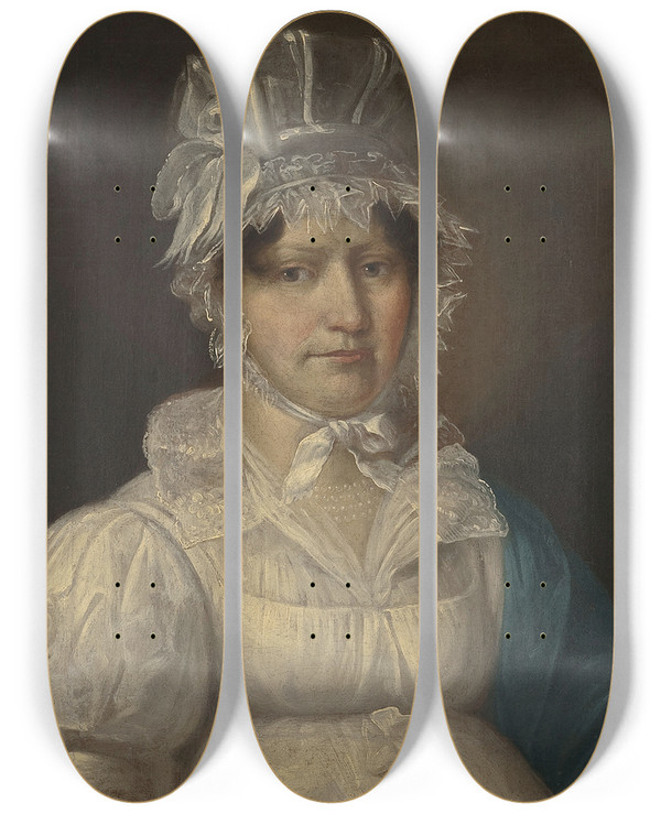 Triptych art skateboard deck of Micha Stachowicz Portrait Of Elbieta Pade D 1833 Wife Of Marcin by Michal Stachowicz (1768-1825)