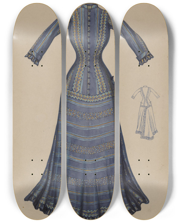 Triptych art skateboard deck of Erwin Schwabe Dress_2 by Erwin Schwabe