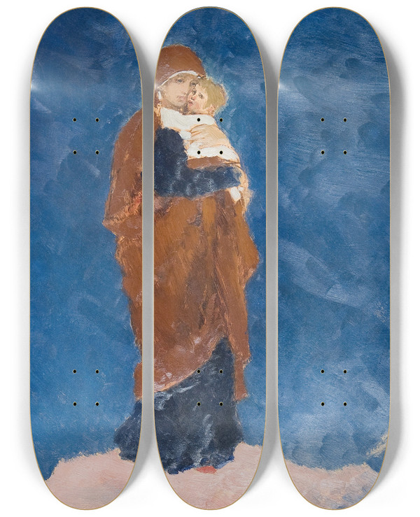 Triptych art skateboard deck of Victor Mikhailovich Vasnetsov Virgin Mary Study by Victor Mikhailovich Vasnetsov (1848-1926)