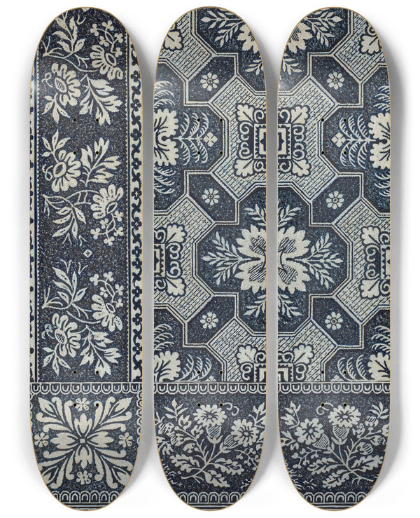 Triptych art skateboard deck of William Mcauley Coverlet by William Mcauley