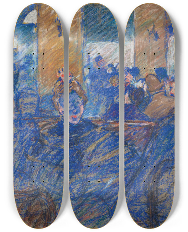 Triptych art skateboard deck of Louis Valtat La Dame Au Caf_1 by Louis Valtat (1869-1952)