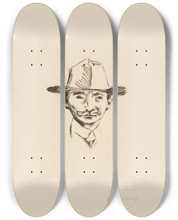 Triptych art skateboard deck of Edvard Munch Emanuel Goldstein by Edvard Munch (1863-1944)