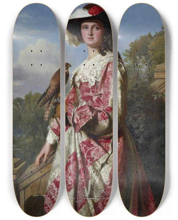 Triptych art skateboard deck of John Faed The Merlin by John Faed (1820-1902)